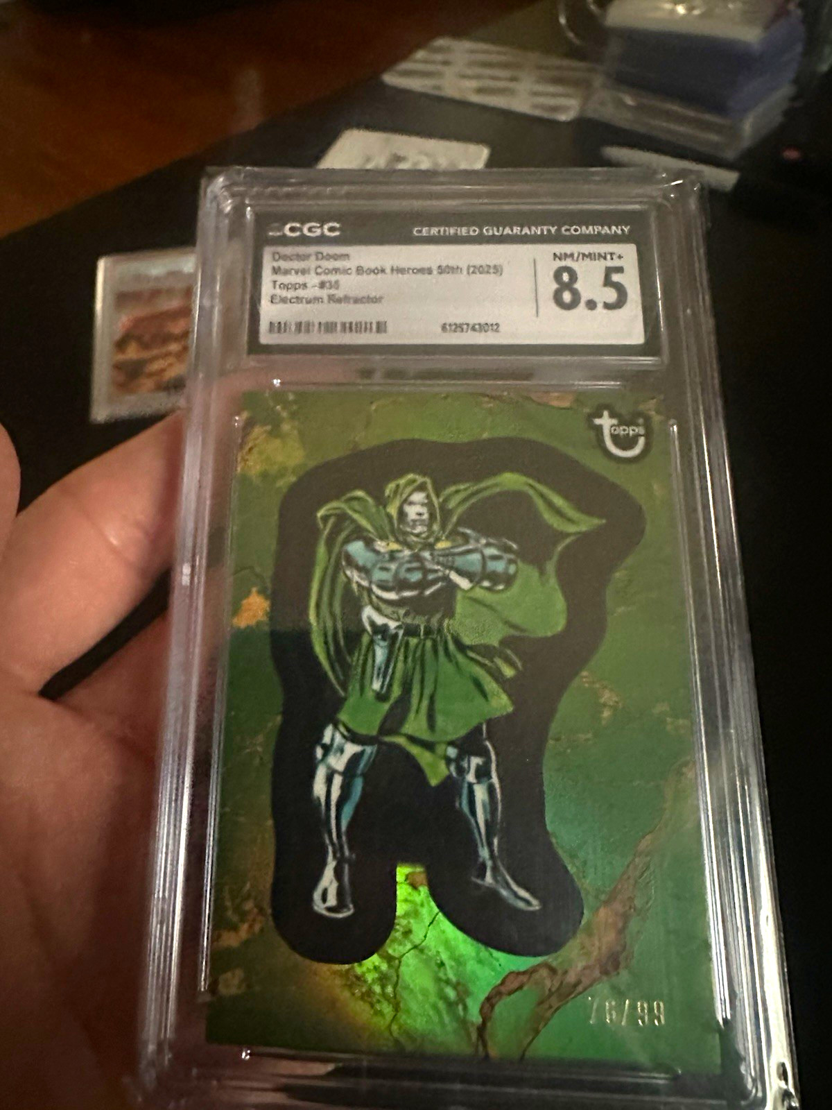 Topps 2025 Marvel Comic Book Heroes 50th Doctor Doom #36 Electrum /99 CGC 8.5