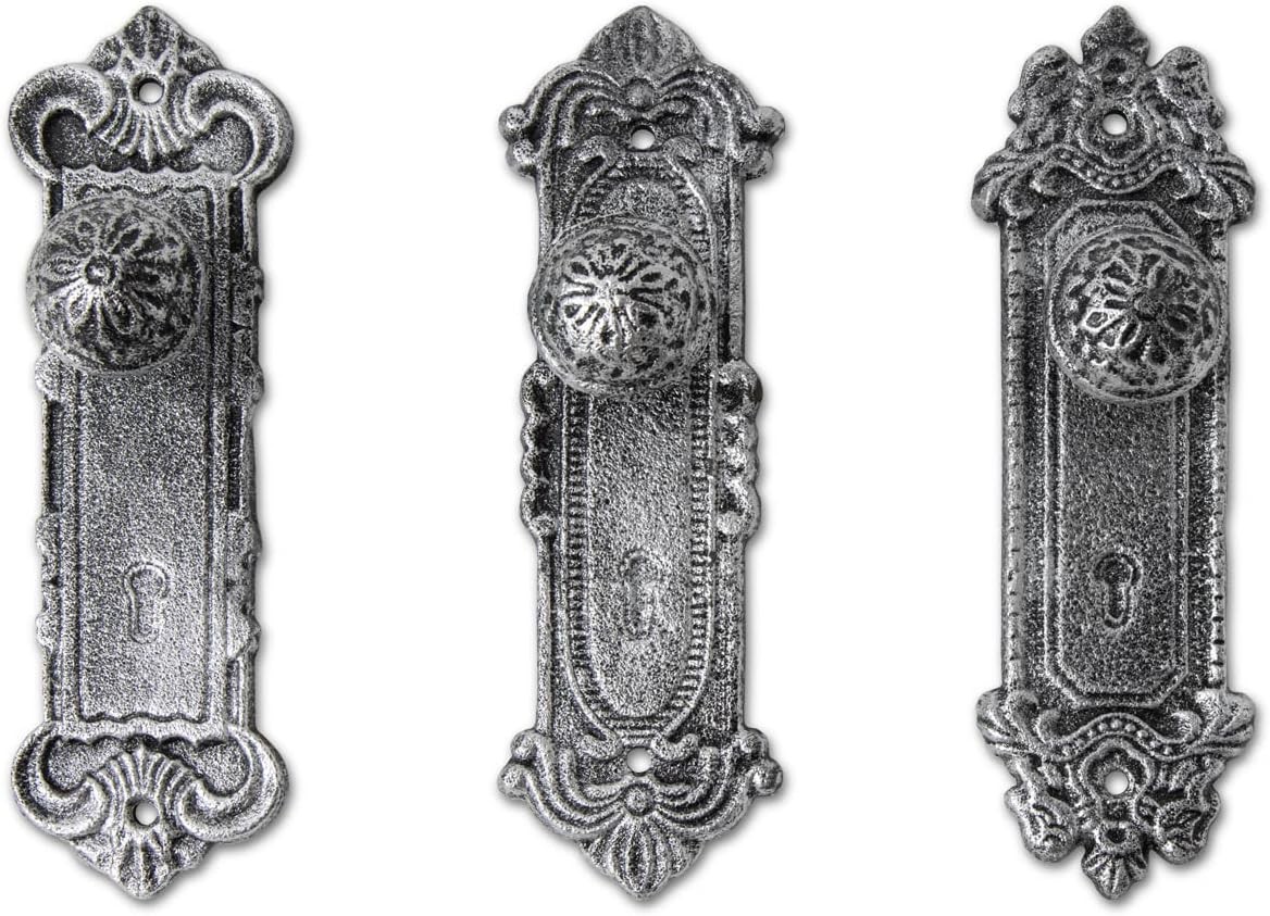 Shabby Chic Cast Iron Decorative Wall Mounted Hooks – Silver/Black - Door Knob Shabby Chic Cast Iron Decorative Wall Mounted Hooks – Silver/Black - Door Knob