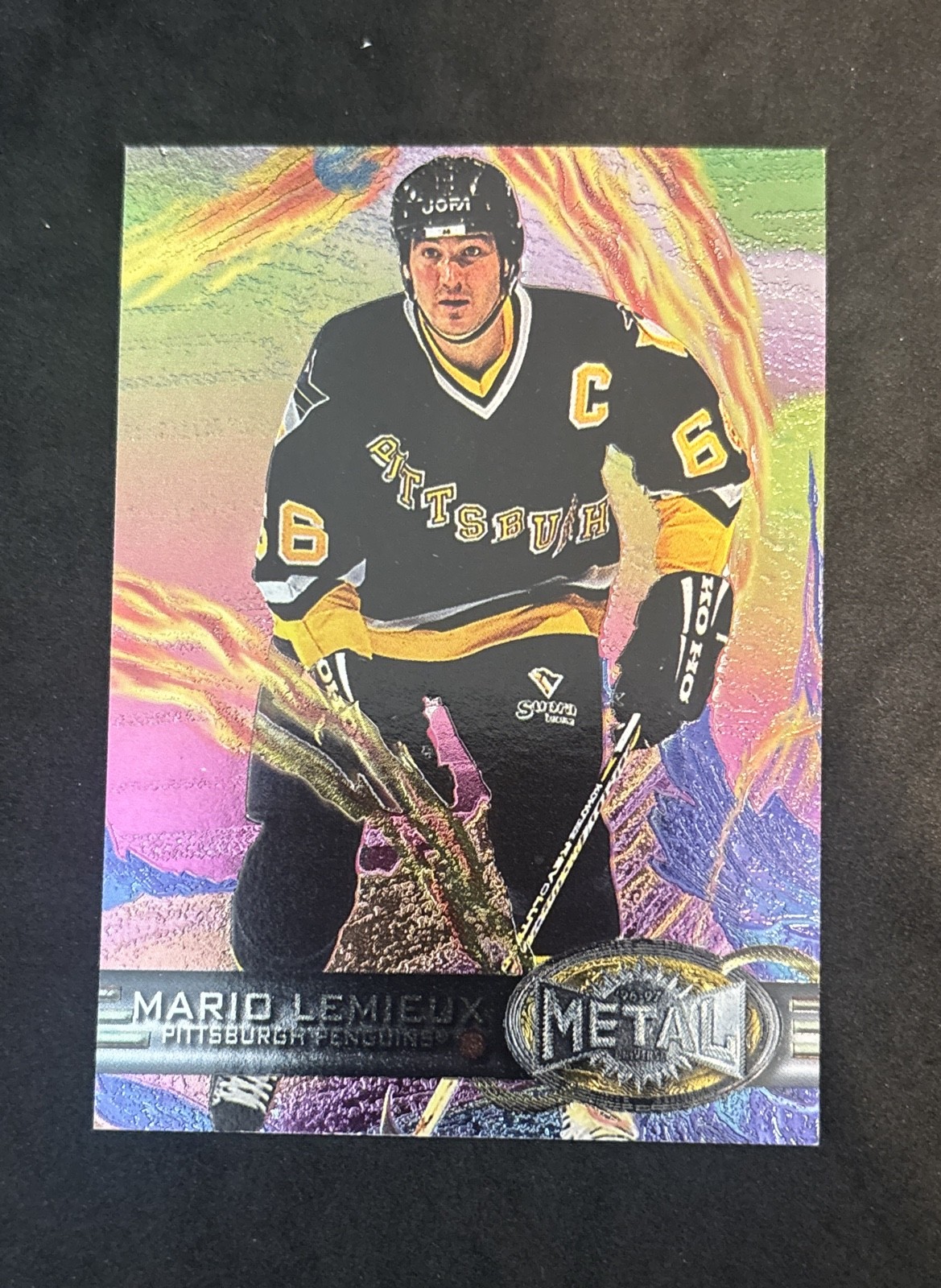 1996-97 Fleer Metal Universe - Mario Lemieux #128 Ex 1996-97 Fleer Metal Universe - Mario Lemieux #128 Ex
