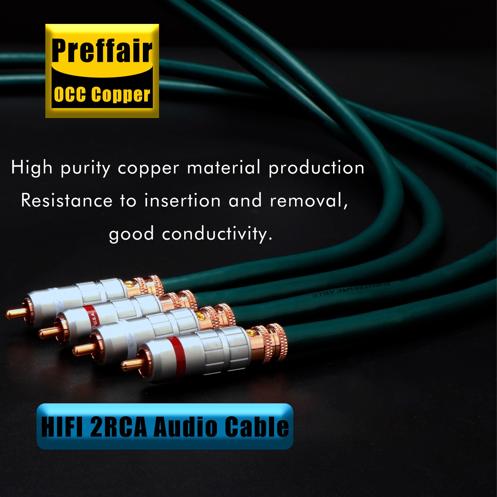 Audiophile HI-END RCA Interconnect Cables 2 RCA to 2 RCA HIFI Audio Signal Wires