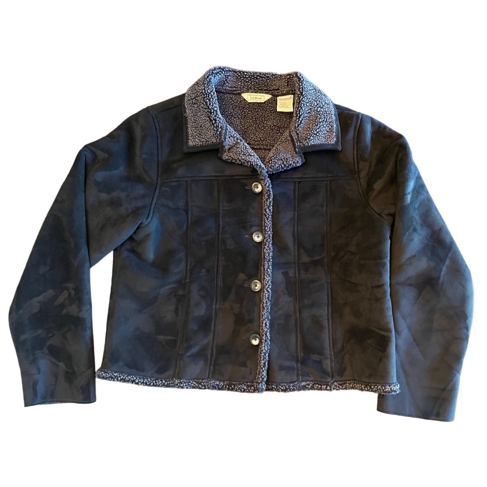 Vintage L.L Bean LL Bean Sherpa Lined Womens Jacket Coat Size Large OYS18 Black