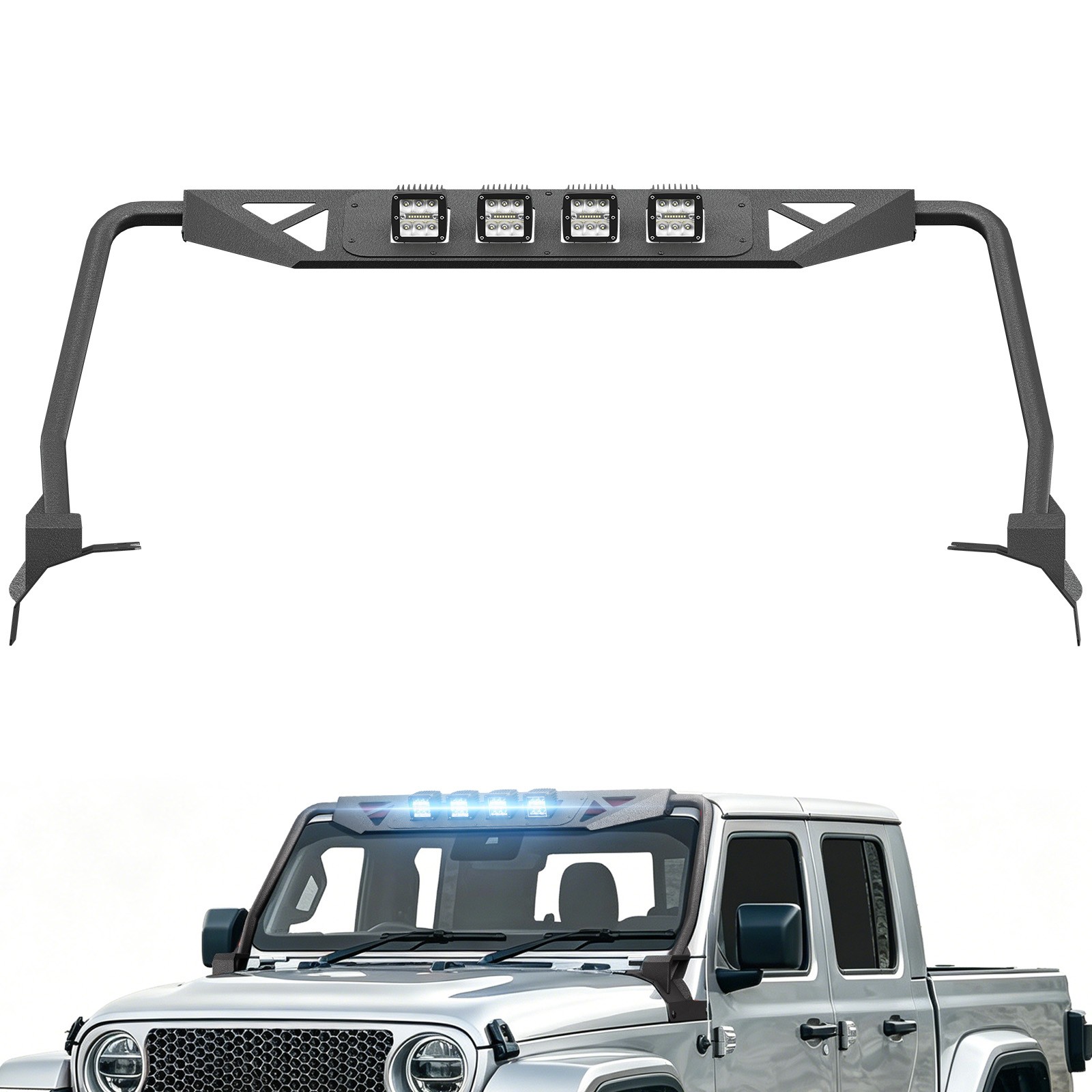 Windshield Frame Cover For 2018-2026 Jeep Wrangler JL/JLU Unlimited, Bolt On