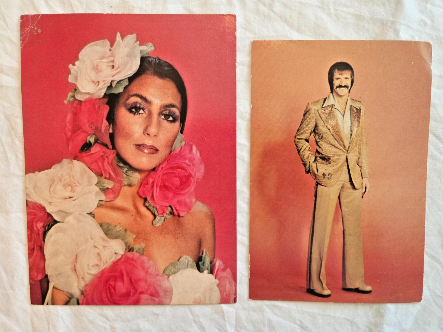 VTG - Sonny & Cher signed postcards dated 1976