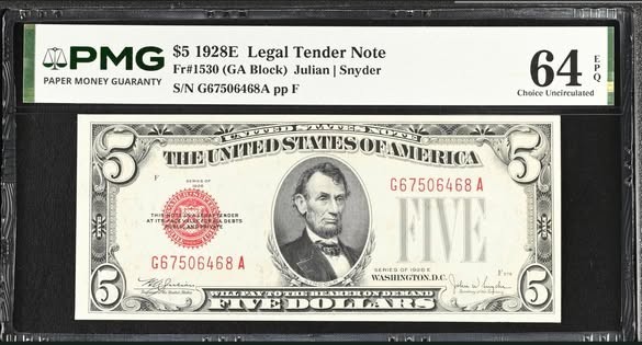 $5 1928E Legal Tender - \