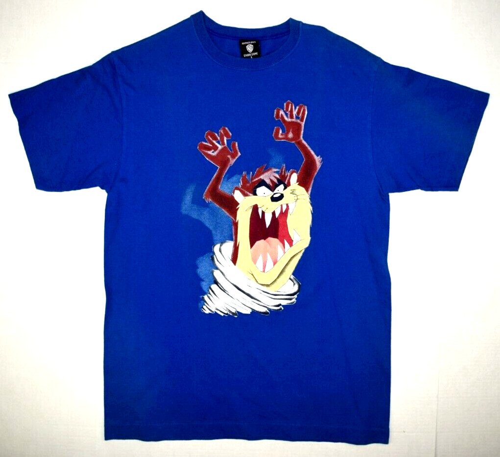 Vintage Taz T-Shirt 90s Tasmanian Devil Mens L Blue Warner Bros Store c.1996