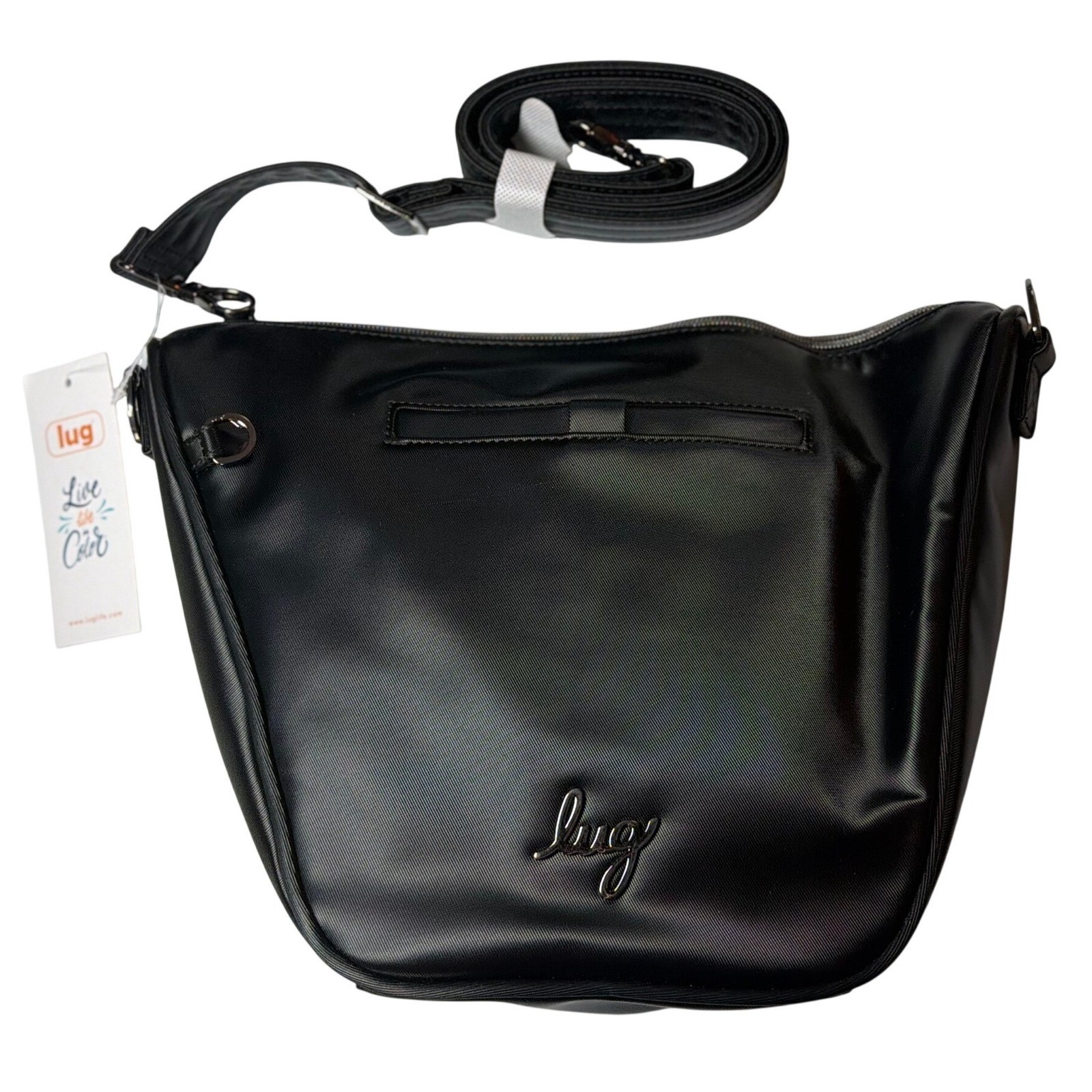 Lug Satin Luxe Medium Shoulder Bag Quest Black Travel Crossbody Adjustable Strap