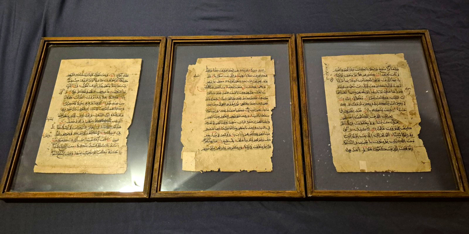 Antique Indian Quran 3 Leaves 18thC + Miniatures Framed Surah An-Nisa Manuscript
