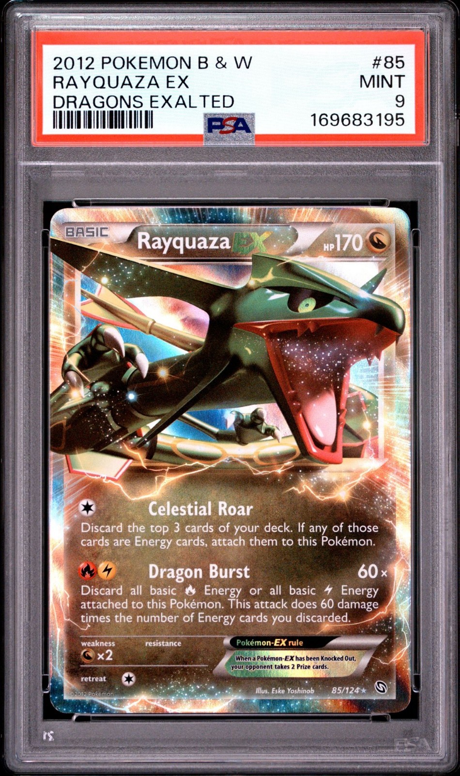NEW CERT - Rayquaza EX PSA 9 - 2012 POKEMON BLACK & WHITE DRAGONS EXALTED #85