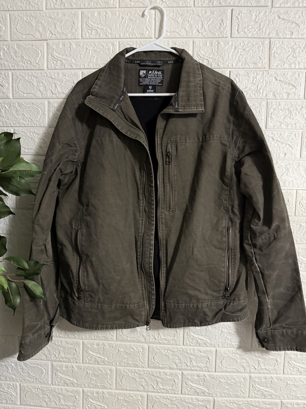 Kuhl Burr Jacket Mens Large Green Canvas Full Zip Lined Outdoor Kuhl Burr Jacket Mens Large Green Canvas Full Zip Lined Outdoor