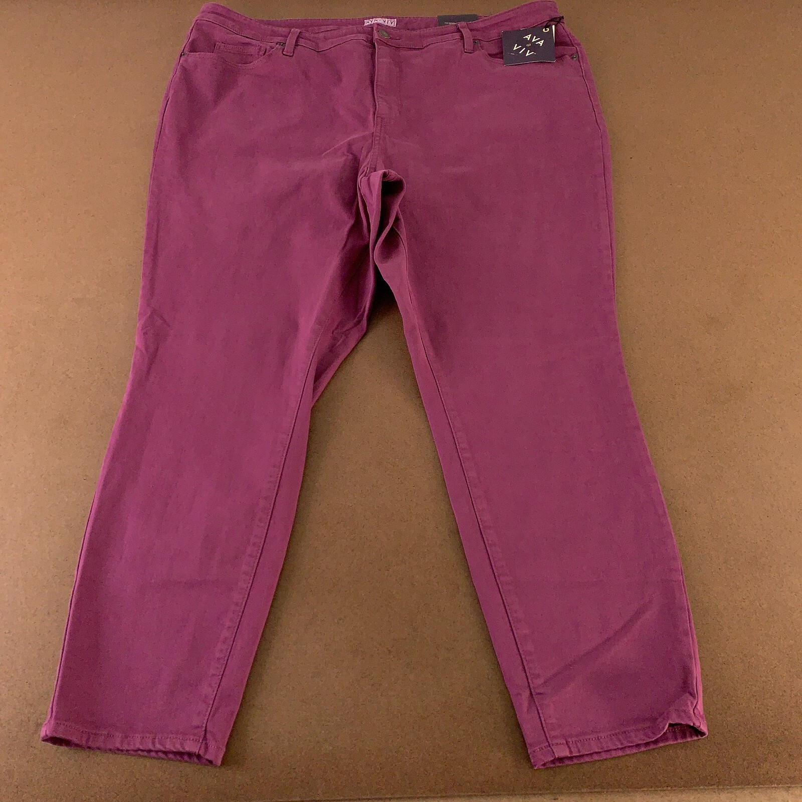 AVA & VIV Women\'s Size 24W Purple Stretch Denim High Rise Skinny Ankle Jeans NWT