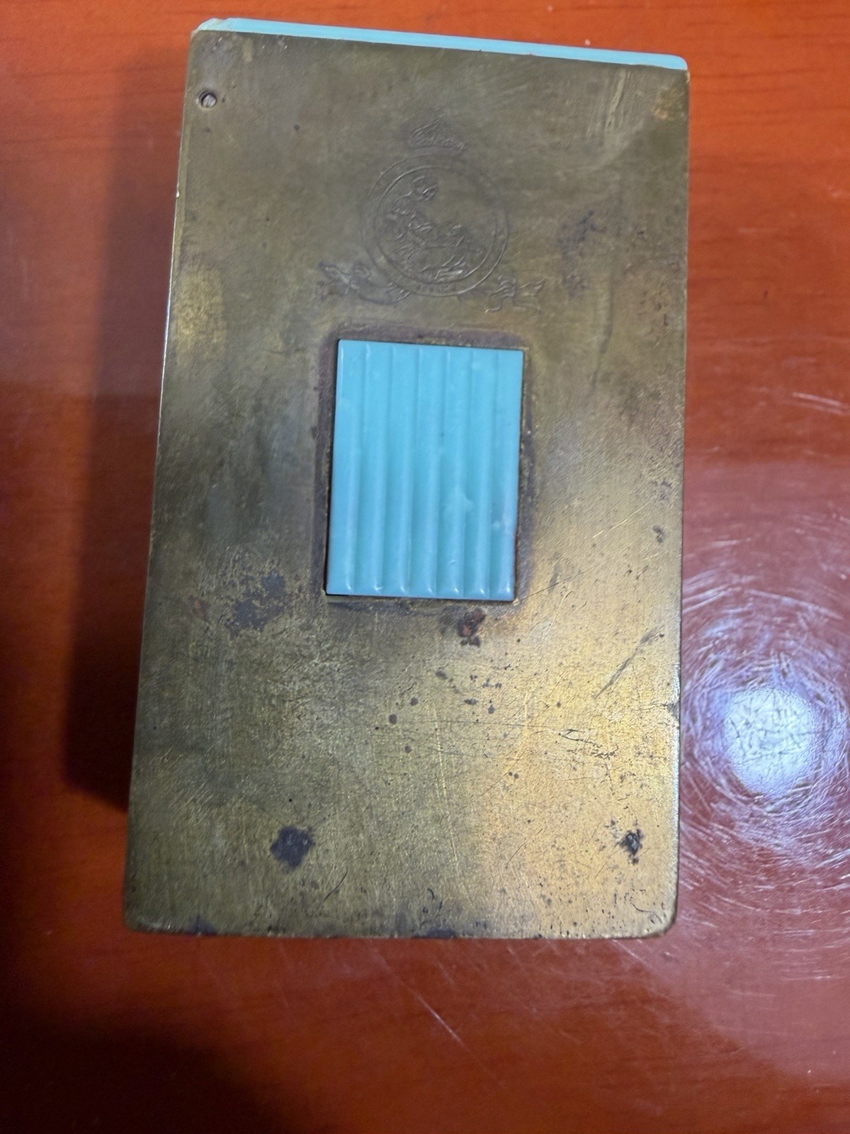 Vintage Antique Coty Metal perfume case container Gold Teal Paris New York Vintage Antique Coty Metal perfume case container Gold Teal Paris New York