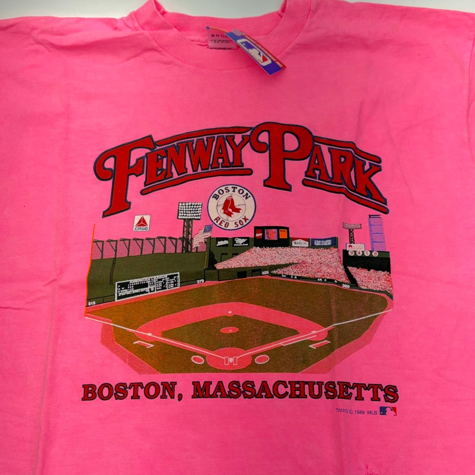 Vintage 1989 Boston Red Sox Fenway Park T-Shirt MLB PINK
