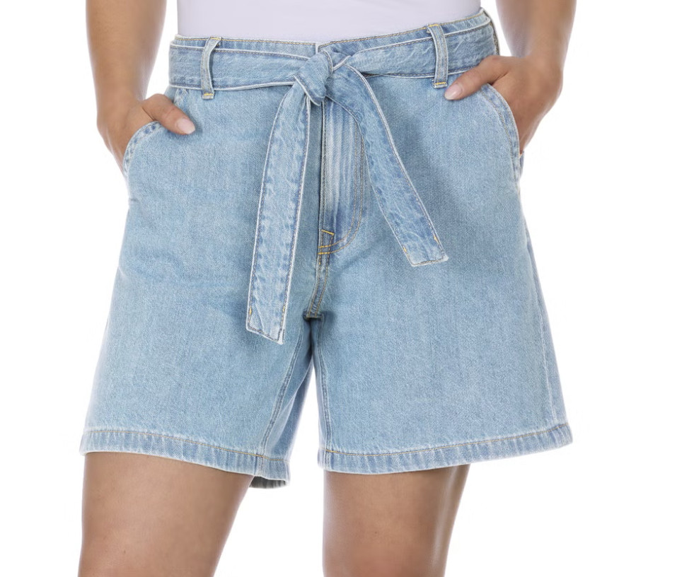 Tommy Hilfiger Women\'s Cotton High Rise Belted Denim Short