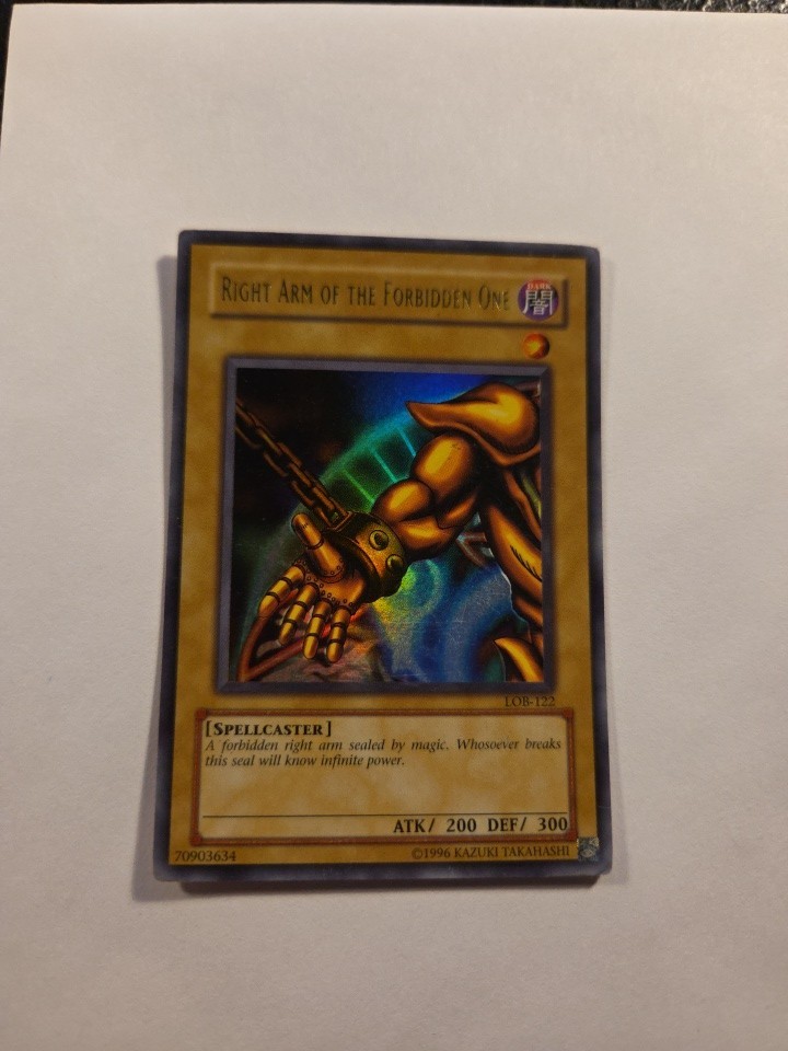 Right Arm of the Forbidden One LOB-122 Vintage Yu-Gi-Oh Mp Right Arm of the Forbidden One LOB-122 Vintage Yu-Gi-Oh Mp
