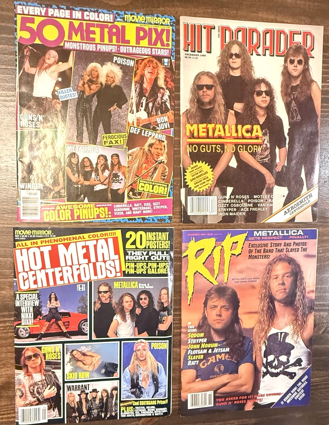 Vintage Metallica Magazine Lot 4 1988 RIP Hit Parader Move Mirror Posters