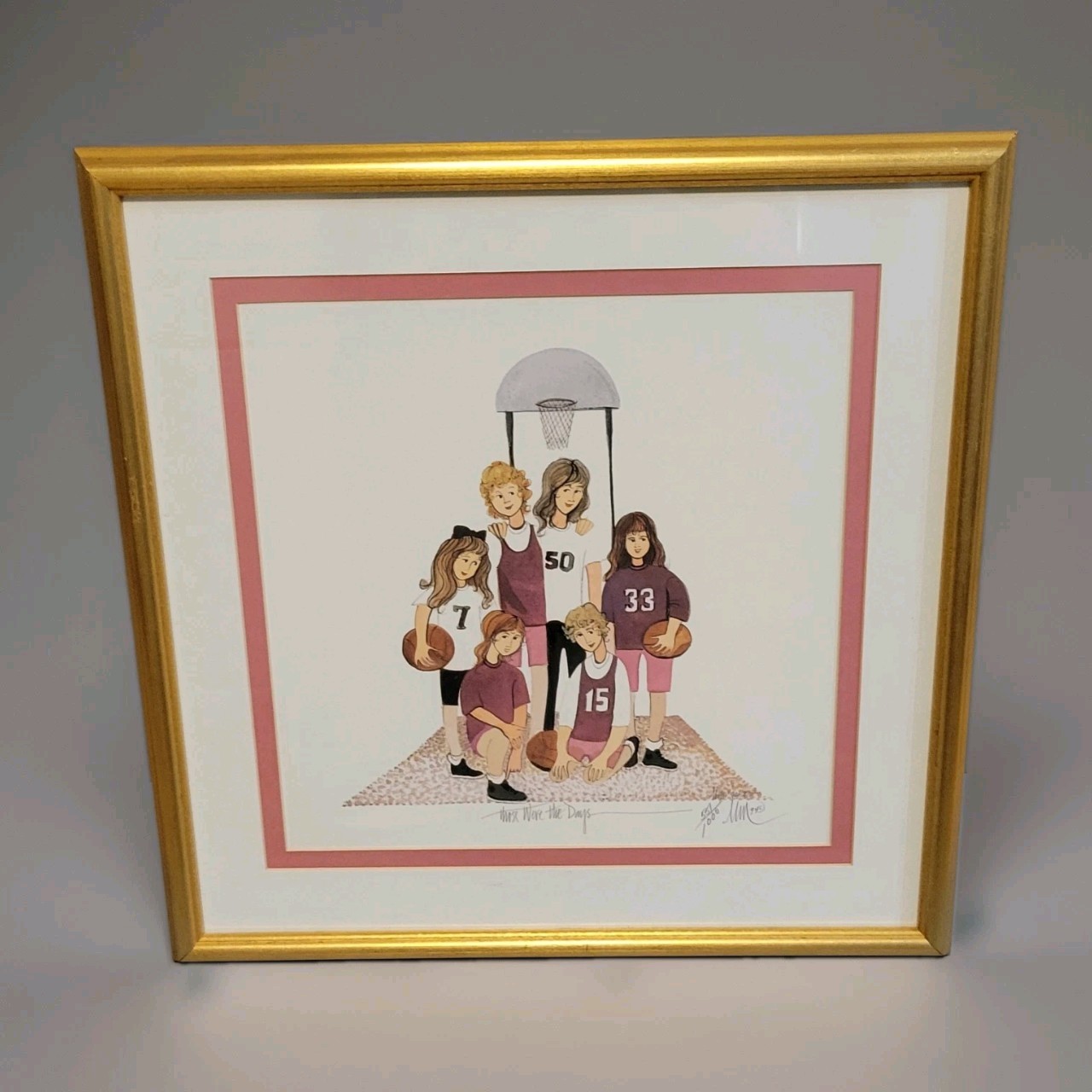 P Buckley Moss Those Were The Days Basketball Signed Limited Edition Lithograph