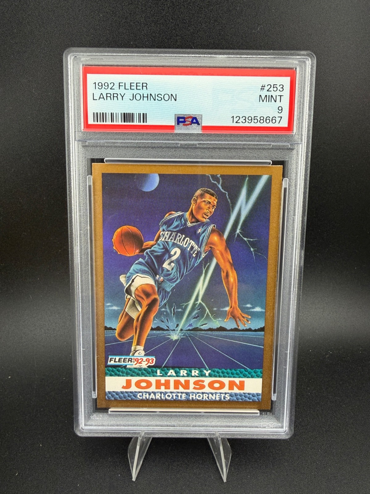 1992-93 FLEER BASKETBALL LARRY JOHNSON HORNETS #253 PSA 9 MINT \ 1992-93 FLEER BASKETBALL LARRY JOHNSON HORNETS #253 PSA 9 MINT \