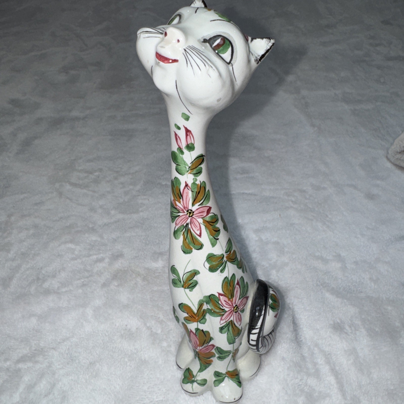 Adorable Italian Pottery 9¾” Long Neck Cat Hand Painted Made In ITALY Vintage Adorable Italian Pottery 9¾” Long Neck Cat Hand Painted Made In ITALY Vintage