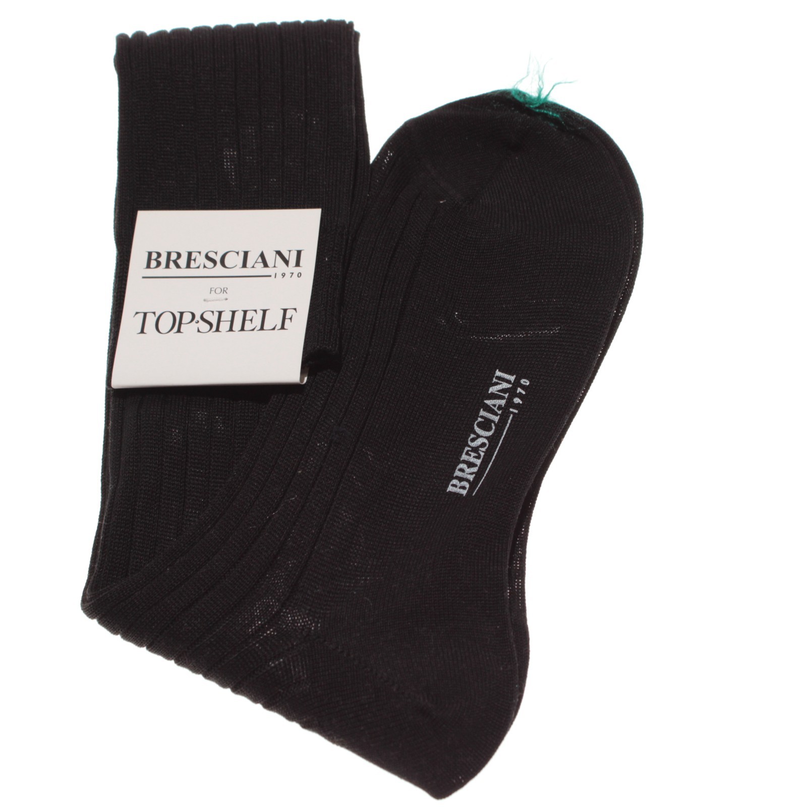 Bresciani NWT Over the Calf Dress Socks Size M in Black 100% Cotton