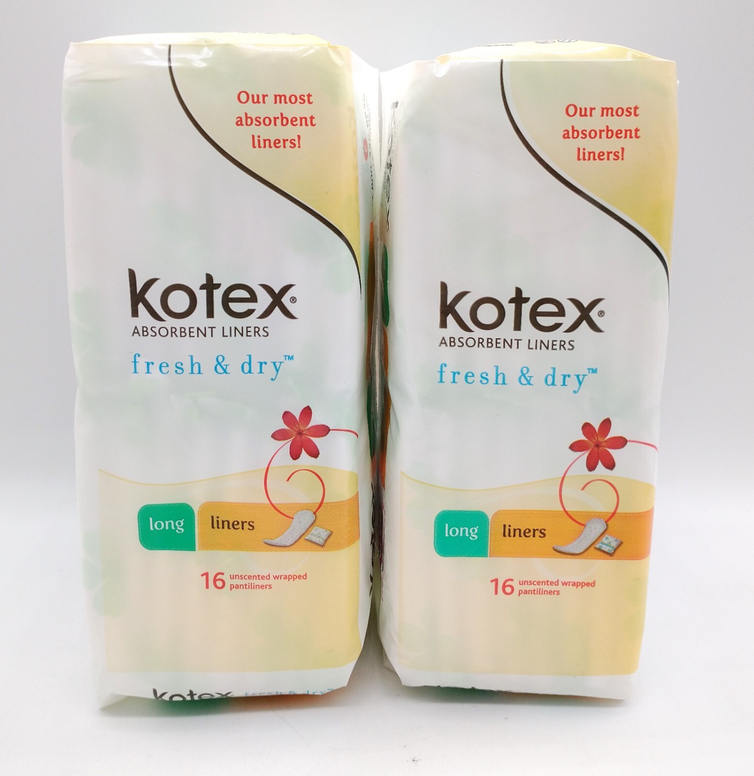 Vintage 2009 Kotex Lightdays Liners Long Wrapped 16 Count (2 Pack)