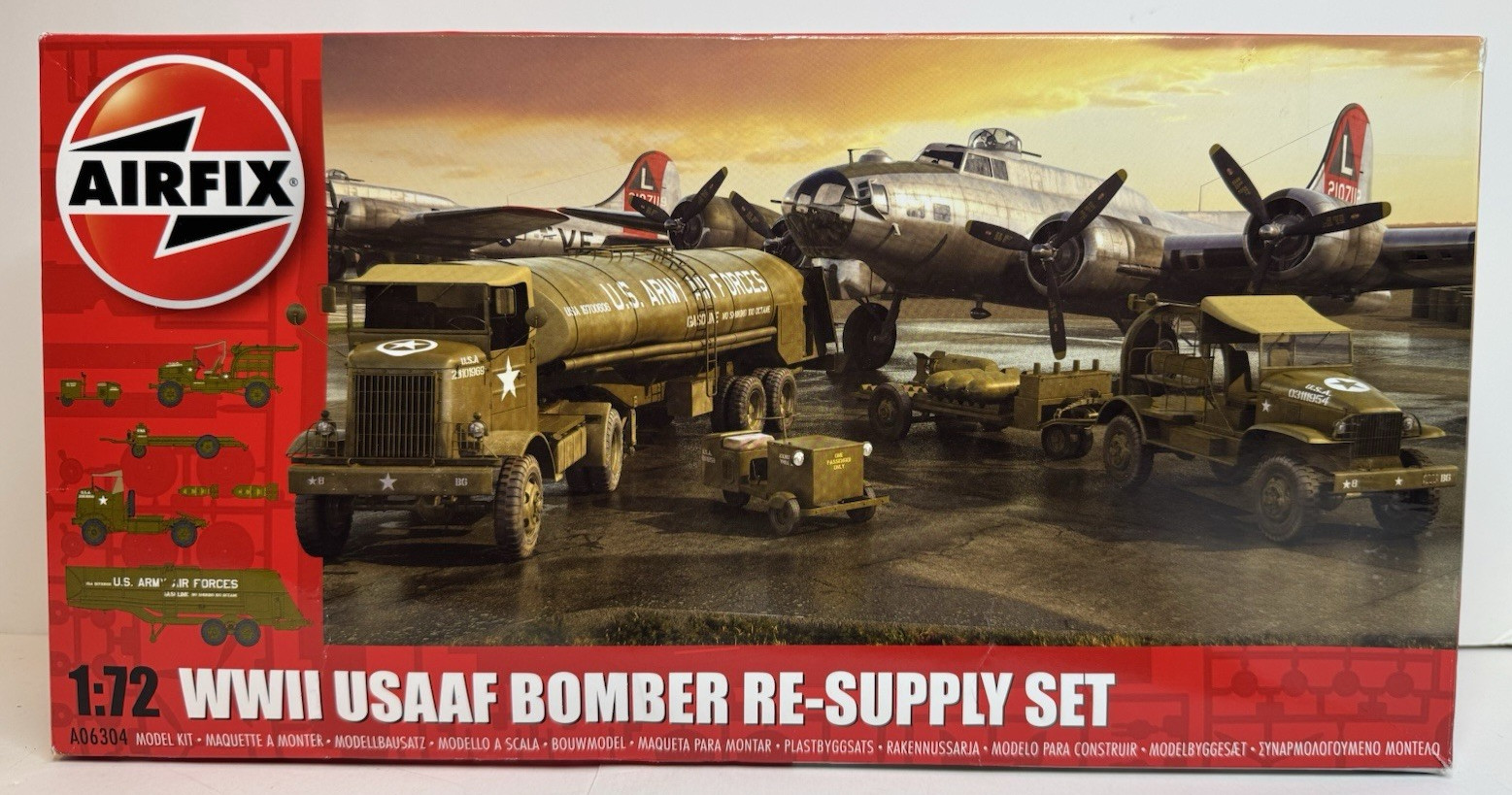 AIRFIX WWII USAAF Bomber Re-Supply Set Model Kit 1:72 Boxed A06304 New Open Box