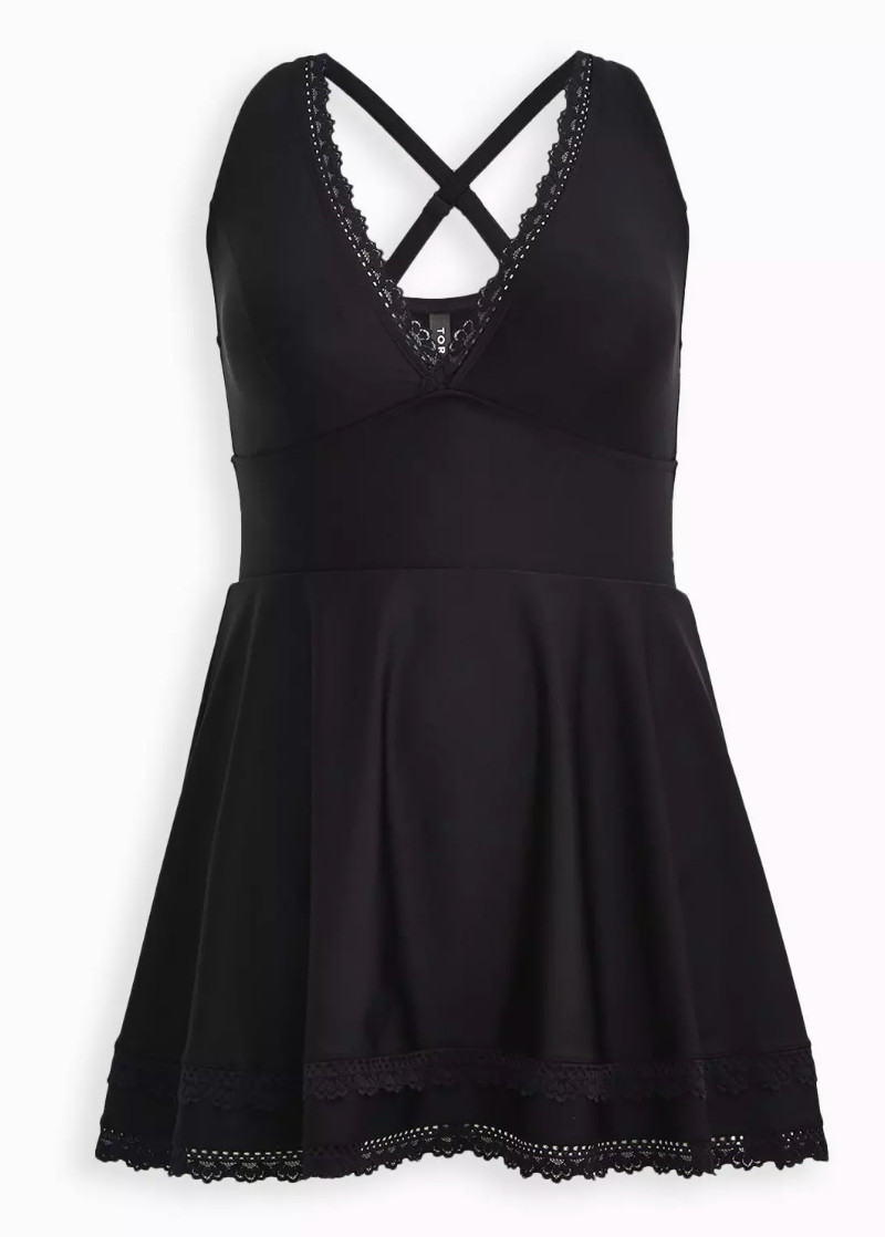 NWT Torrid Black Swim Dress with Lace Accent size 1 - size 14/16