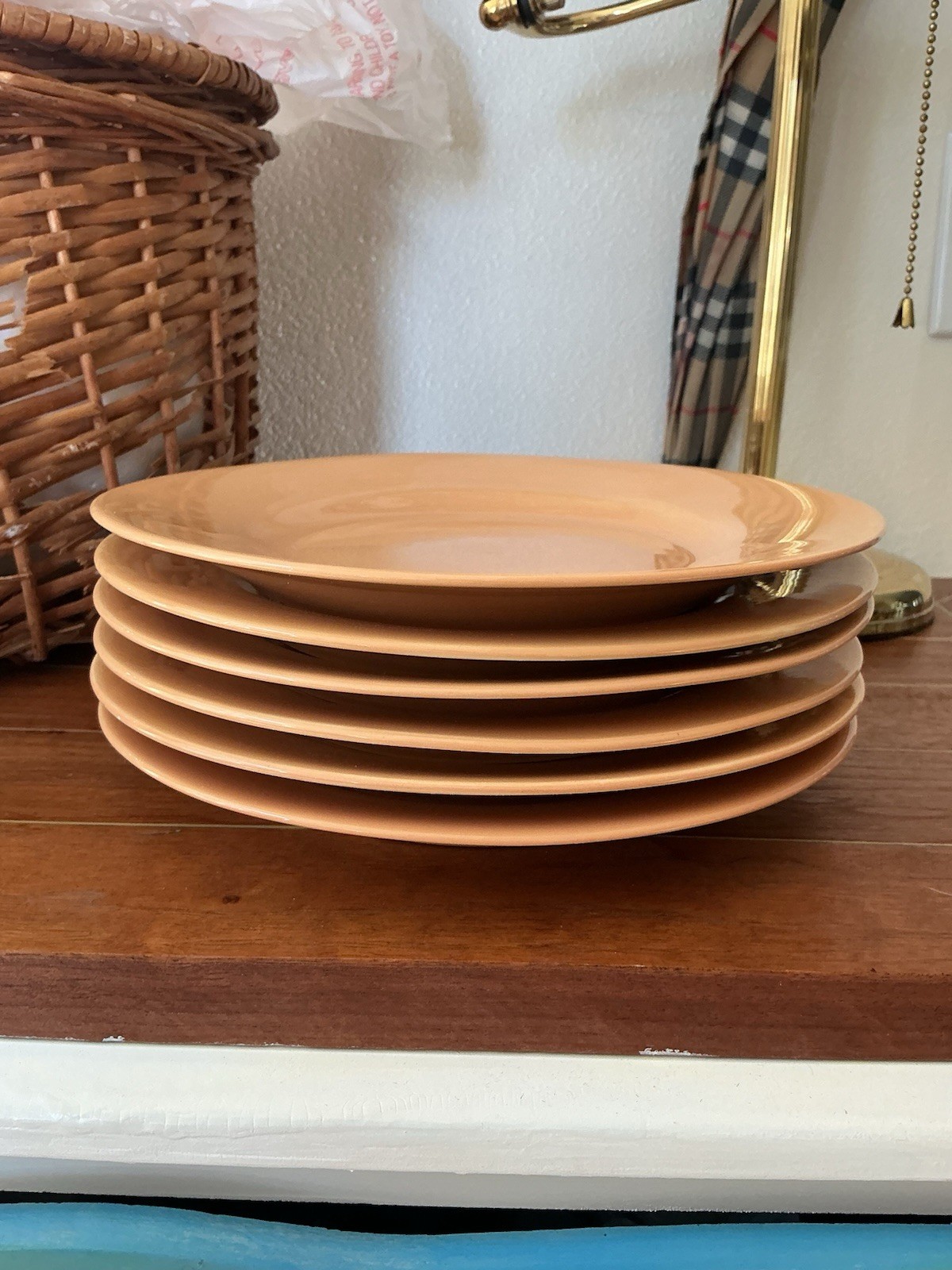 Vintage Discontinued Williams-Sonoma Jasmine Pastel Peach Ceramic Salad Plates Vintage Discontinued Williams-Sonoma Jasmine Pastel Peach Ceramic Salad Plates