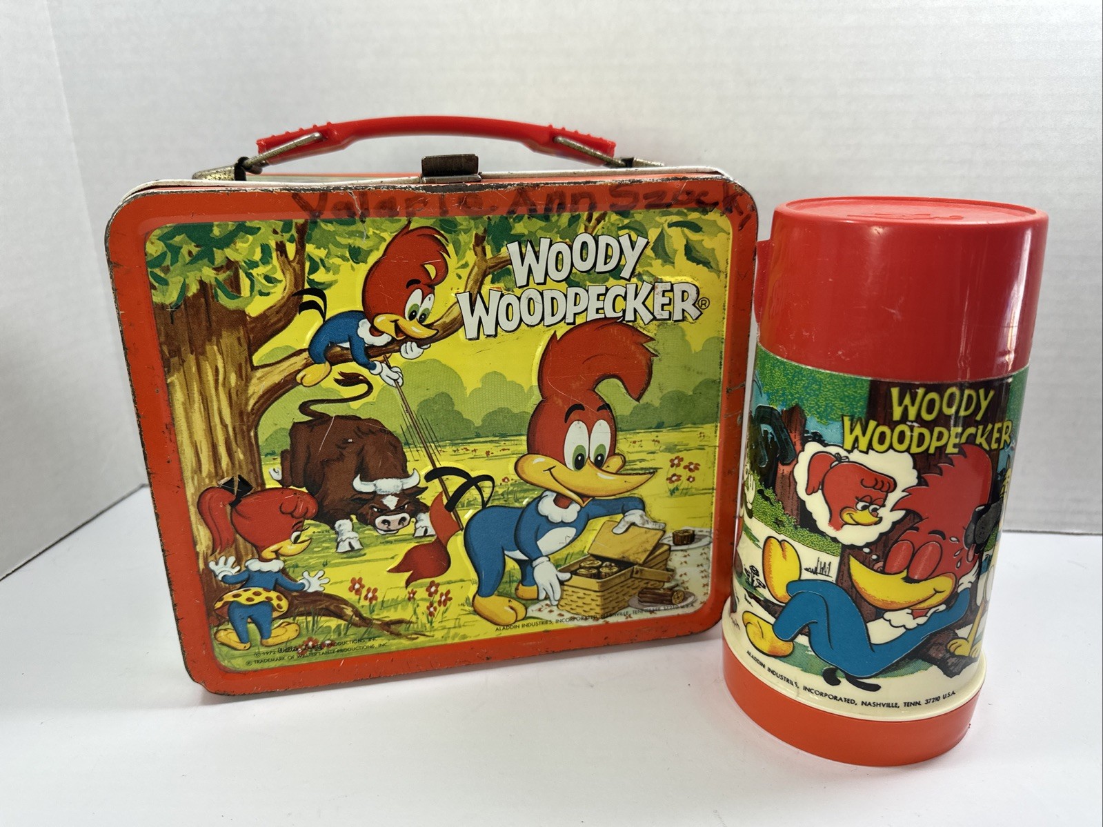 Vintage 1972 Woody Woodpecker Metal Lunchbox Lunch Box Thermos Vintage 1972 Woody Woodpecker Metal Lunchbox Lunch Box Thermos