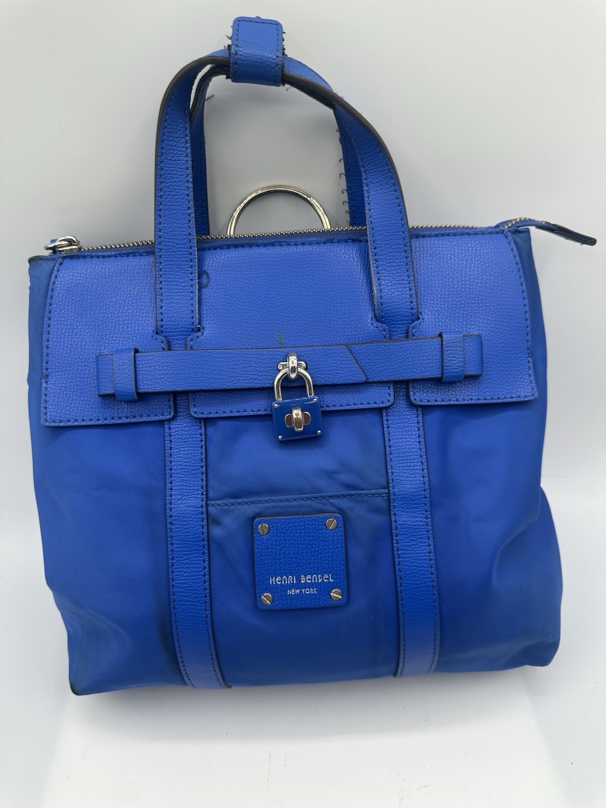 HENRI BENDEL Jetsetter Blue Nylon & Leather Satchel Handbag NO STRAPS HENRI BENDEL Jetsetter Blue Nylon & Leather Satchel Handbag NO STRAPS