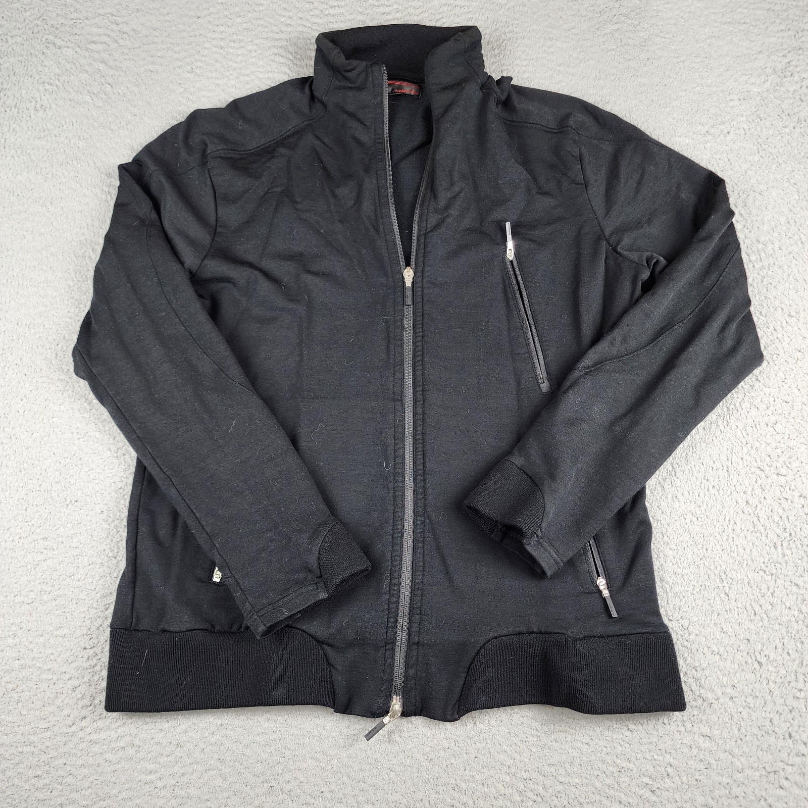 Icebreaker Jacket Mens Medium Black Full Zip Merino Wool Outdoors Casual