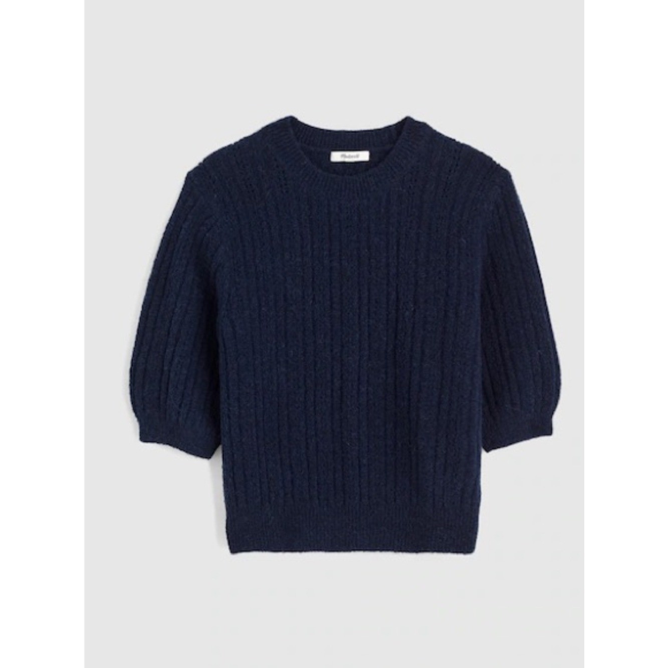 Madewell Cloudsoft Charm Stitch Hazel Sweater Tee Small Navy Blue Preppy juniper