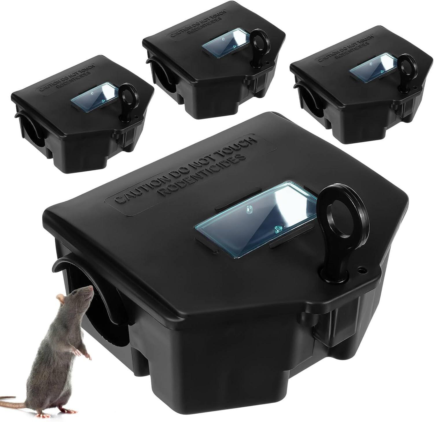 4 Pcs Rat Bait Station with Keys and Visible Window 4 Pcs Rat Bait Station with Keys and Visible Window