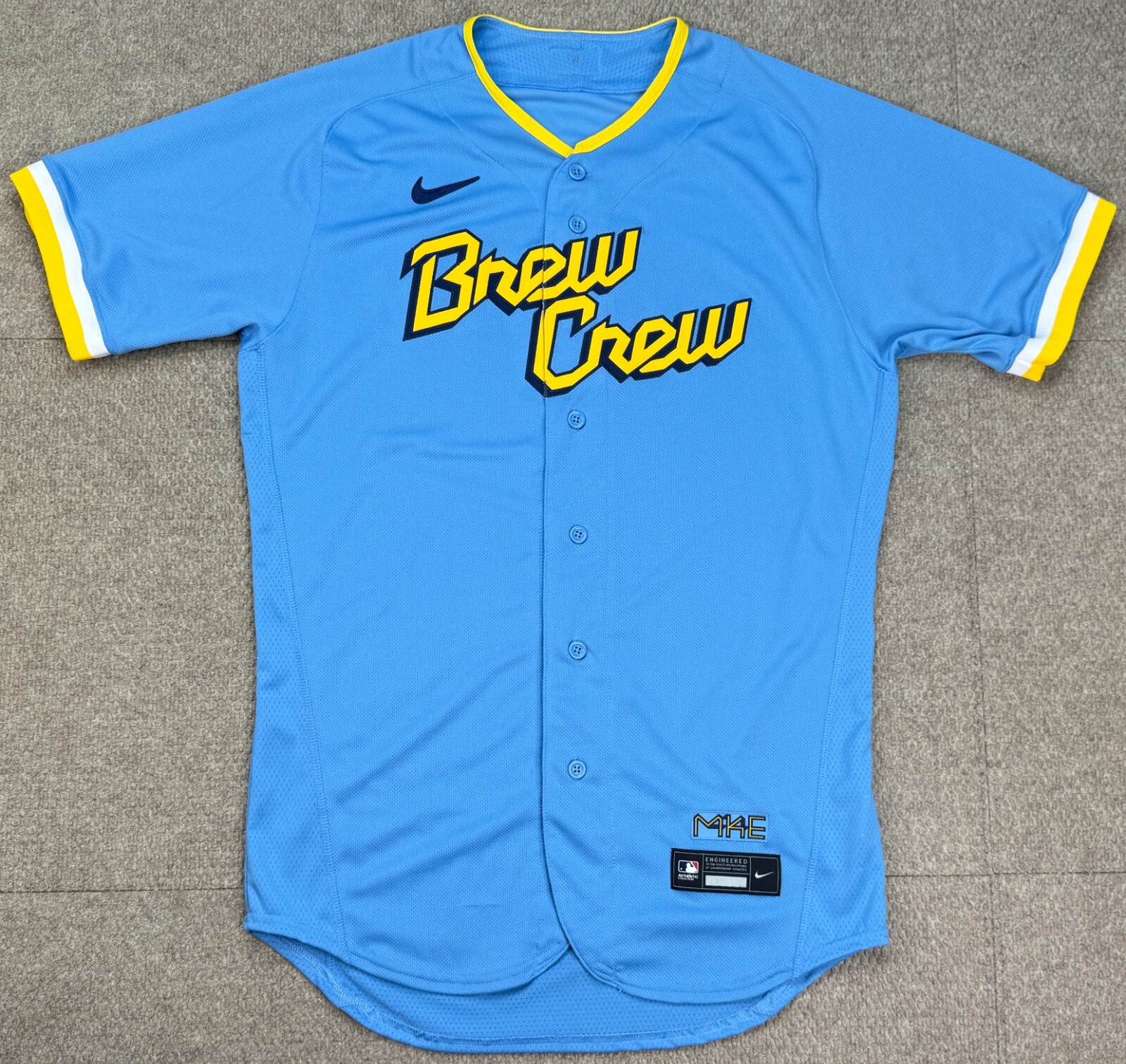Nike MLB Milwaukee Bucks Rare Brew Crew City Connect Baseball Jersey Size 42