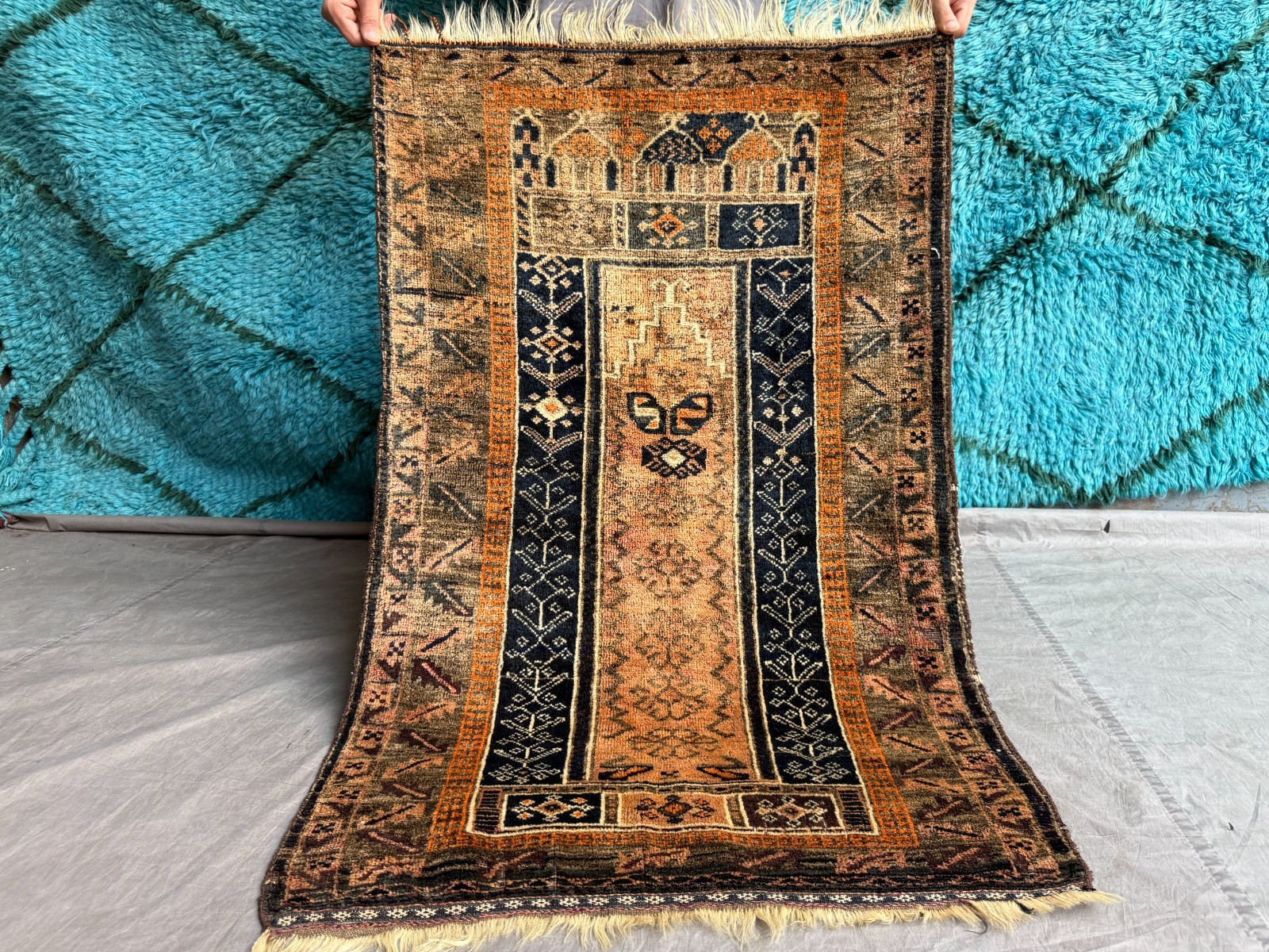 2x4 Terracotta Baluchi Pictorial Rug Hand Knotted Afghan Tribal Wool Carpet 2x4 Terracotta Baluchi Pictorial Rug Hand Knotted Afghan Tribal Wool Carpet