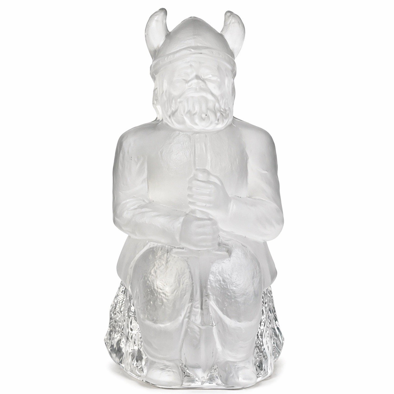 Vintage 6” Frosted Glass Viking Warrior Figurine Scandinavian Art Glass Decor