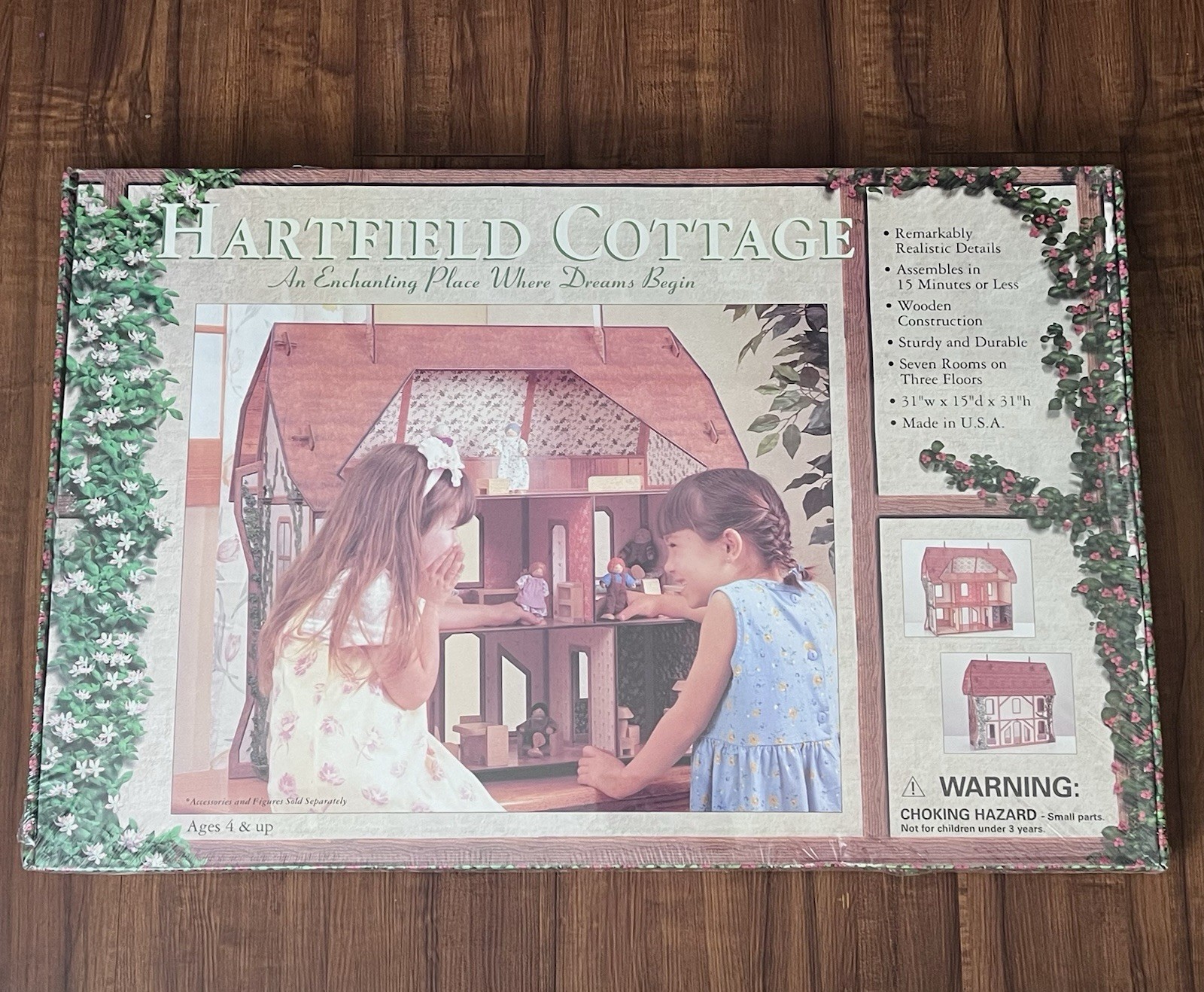 Vintage 1999 Reprint Mint Hartfield Cottage Wooden Dollhouse Kit NEW Sealed USA