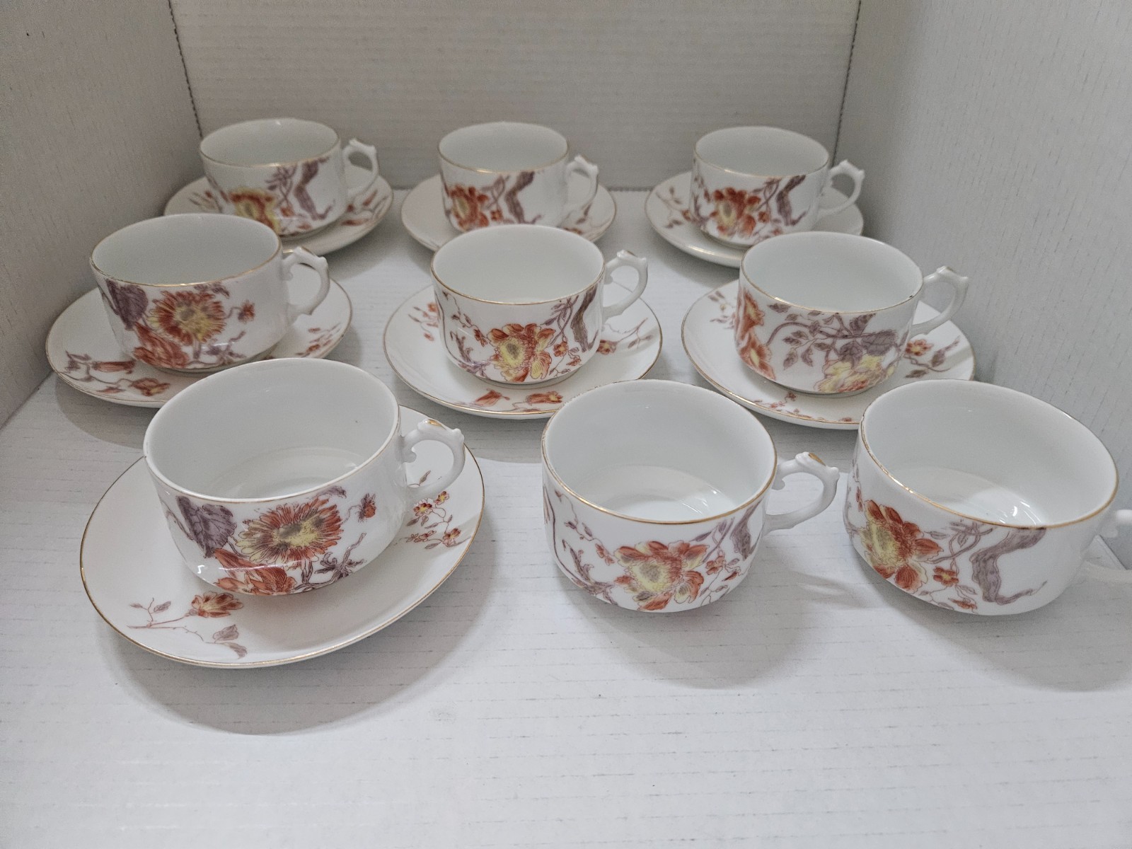 Antique D & C Delinieres Limoges France DEI155 Cups & Saucers 17 Pieces Antique D & C Delinieres Limoges France DEI155 Cups & Saucers 17 Pieces