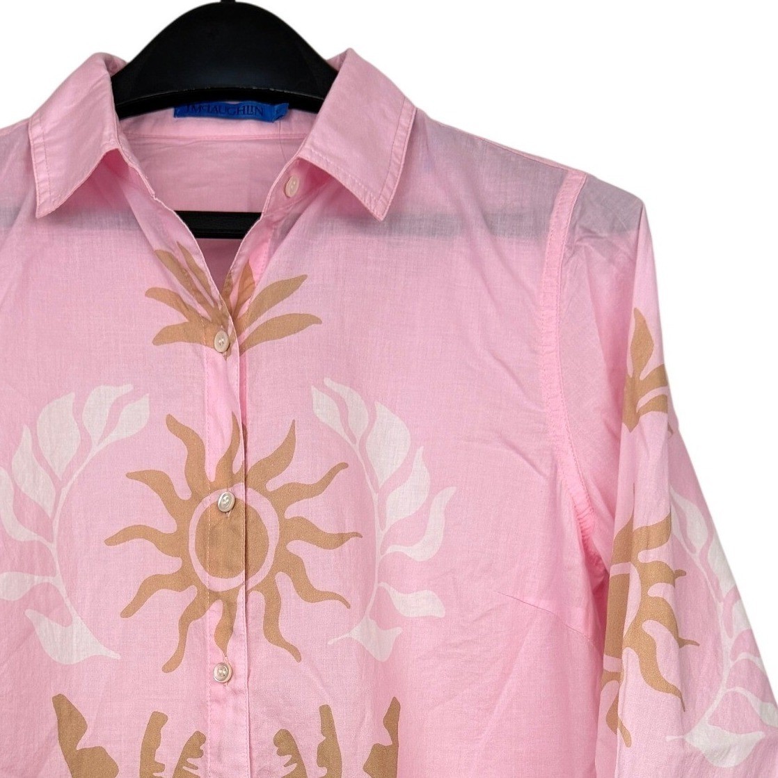 NEW J.McLaughlin Lois Blouse Womens XS Cotton Pink Soleil Palm Button Up $178