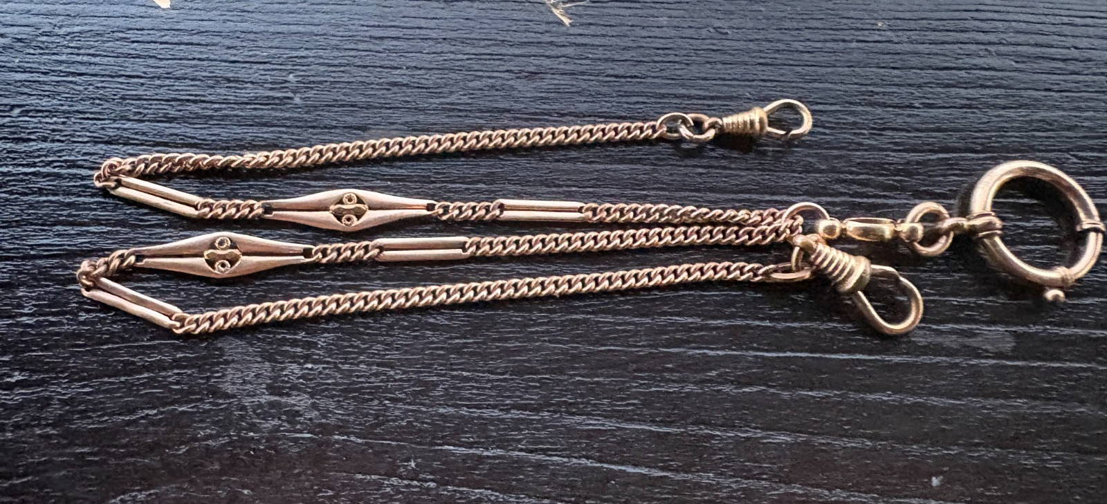 Antique Kollmar & Jourdan AM DOUBLE Rolled Gold Double Albert Watch Chain 17.7\