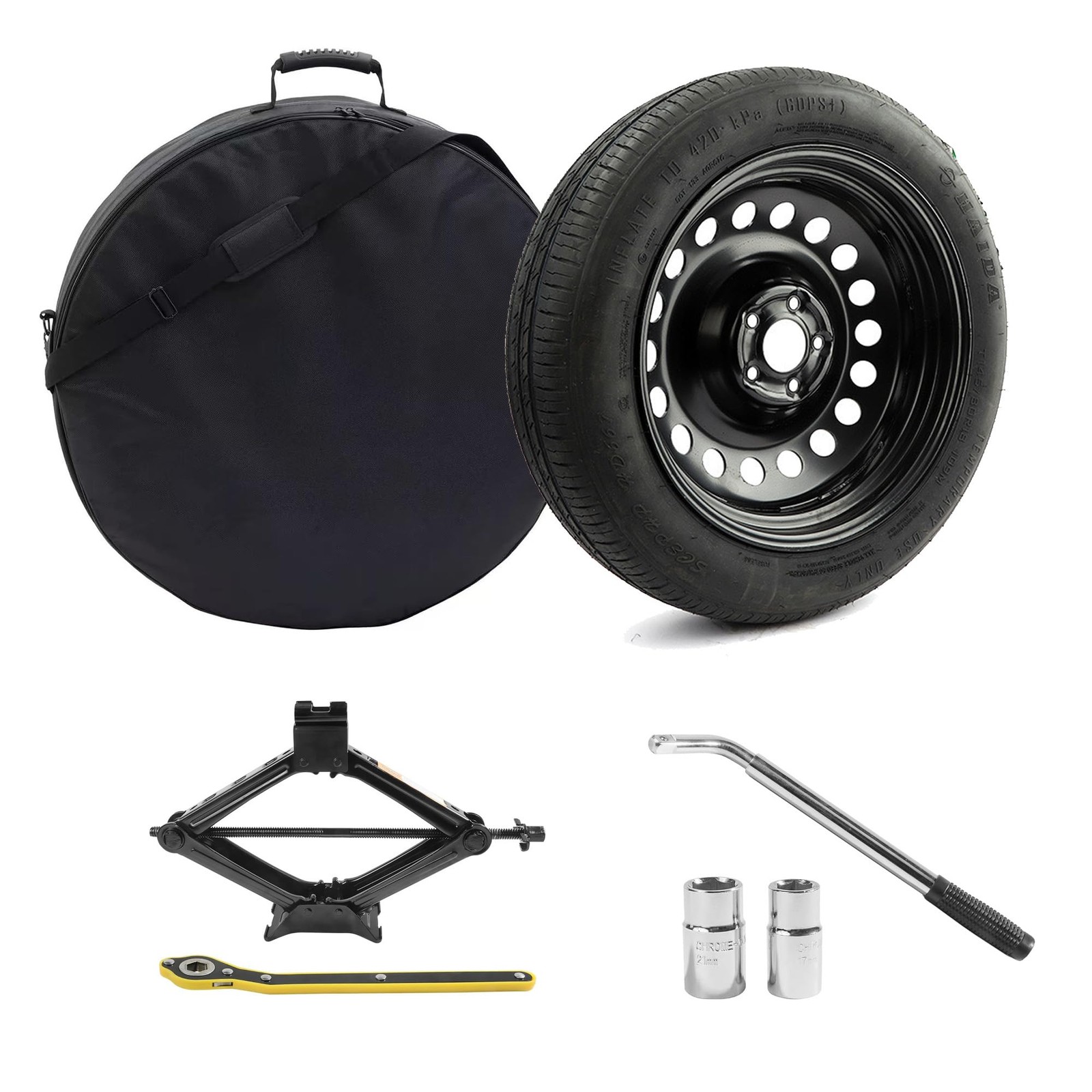 Spare Tire Kit for Toyota Sienna Lexus NX 18x4 165/90R17 Jack Case 29in