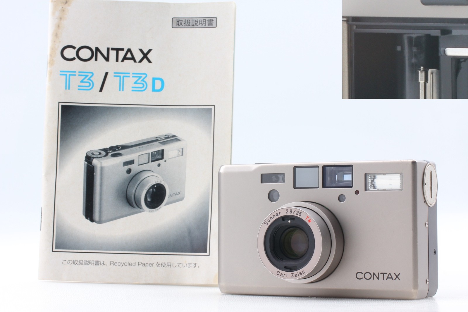 ⏯ Double Teeth [Exc+5] Contax T3 Silver 35mm Compact Film Camera Body From JAPAN