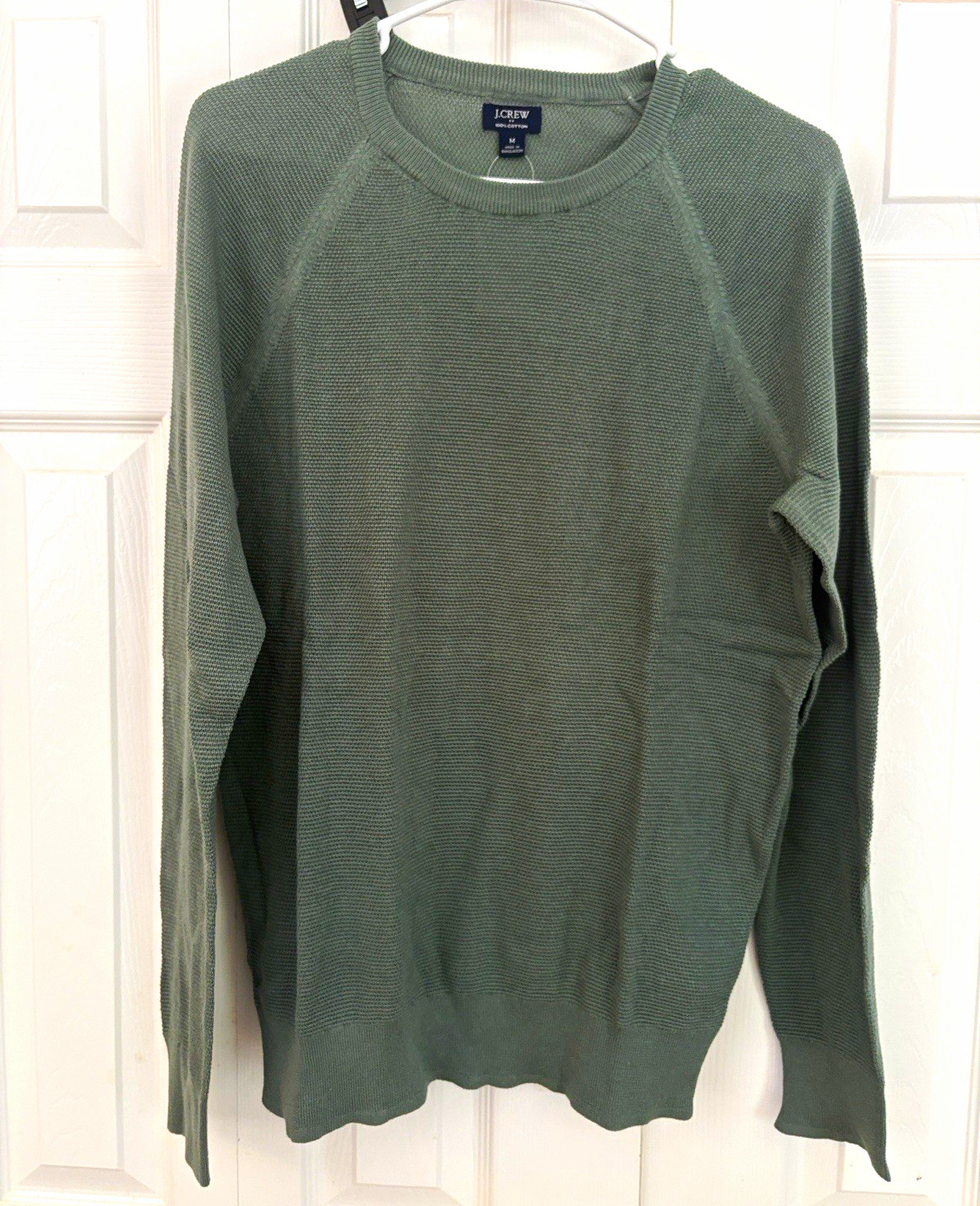 J.CREW Men’s Green Cotton Knit Solid Crew Neck Pullover Sweater M
