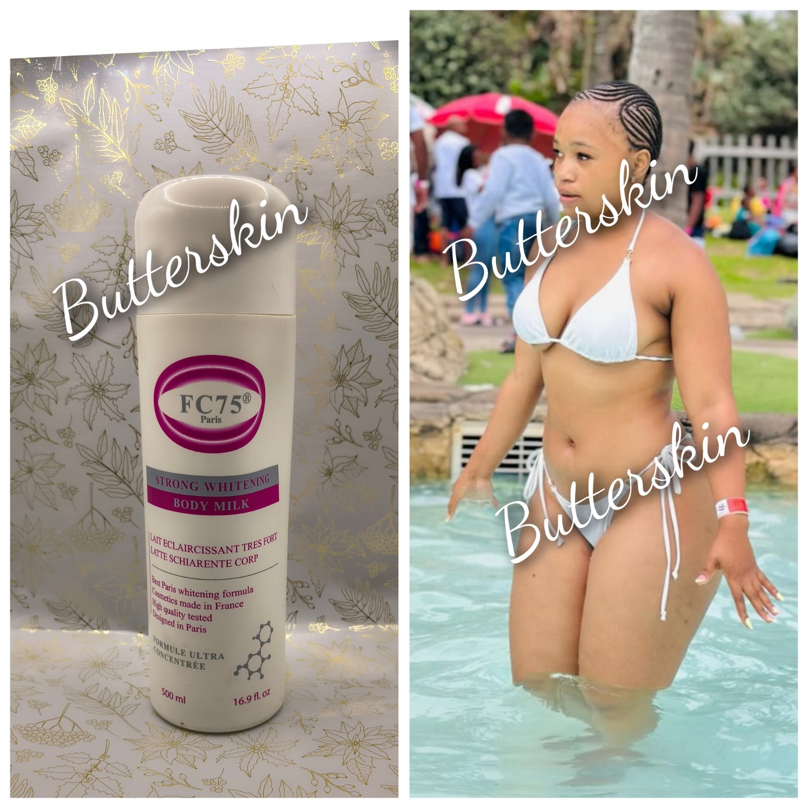 FC75 PARIS  Whitening Body Milk,( Lotion)  500ml X 1 Bottle French Formular 👌