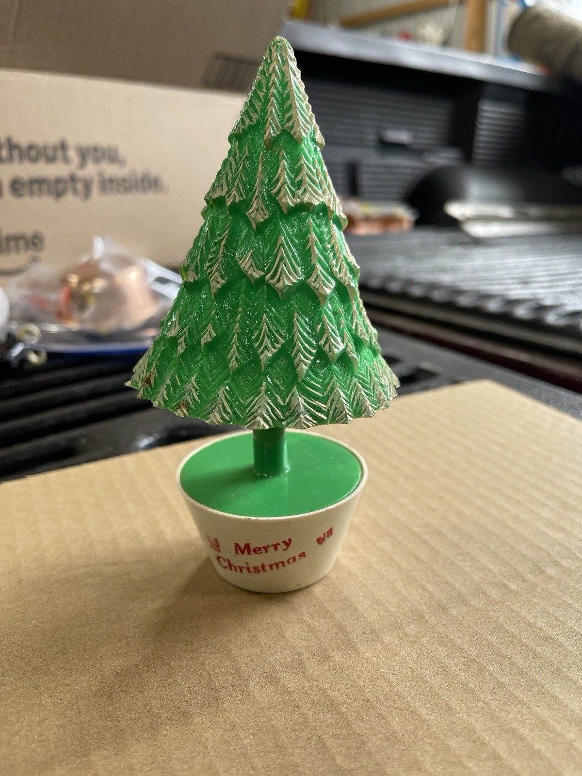 Vintage Plastic Rosbro Christmas Tree White Candy Container Merry Christmas Vintage Plastic Rosbro Christmas Tree White Candy Container Merry Christmas