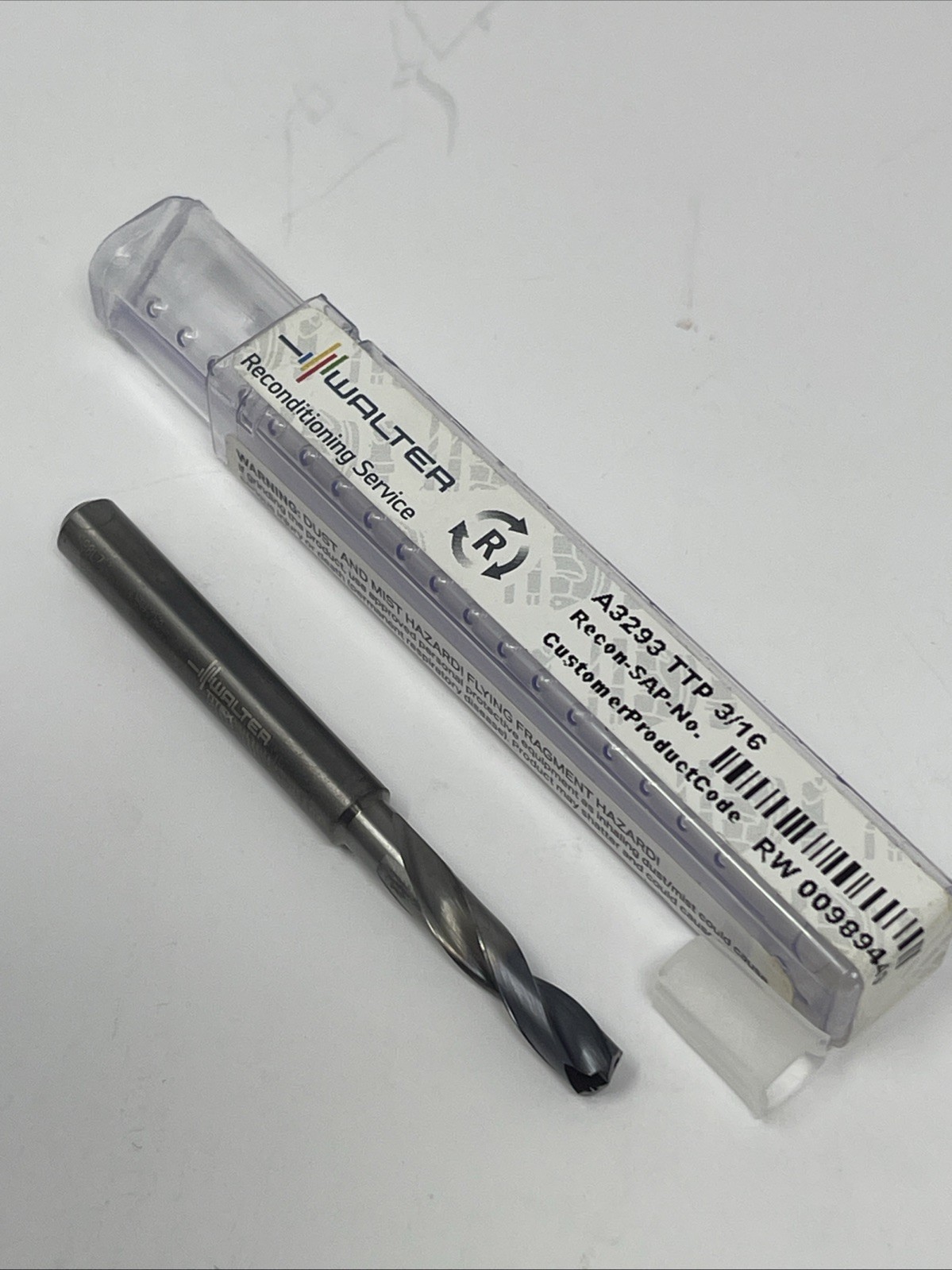 3/16” Walter Titex Xtreme Inox Carbide Coolant Through Drill Bit, Reconditioned 3/16” Walter Titex Xtreme Inox Carbide Coolant Through Drill Bit, Reconditioned