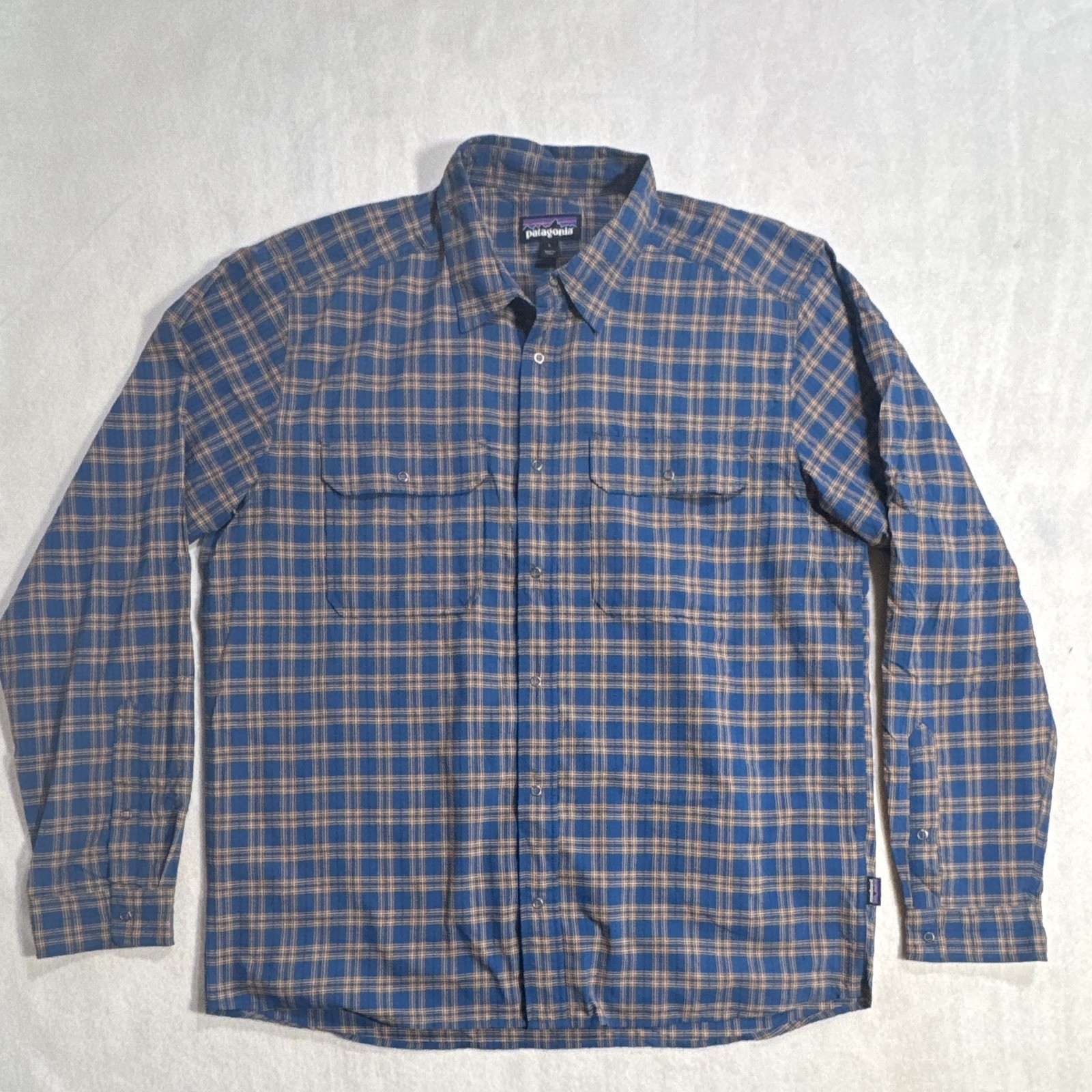 Patagonia Men\'s El Ray Long Sleeve Shirt Button Up Front, Plaid, Size L