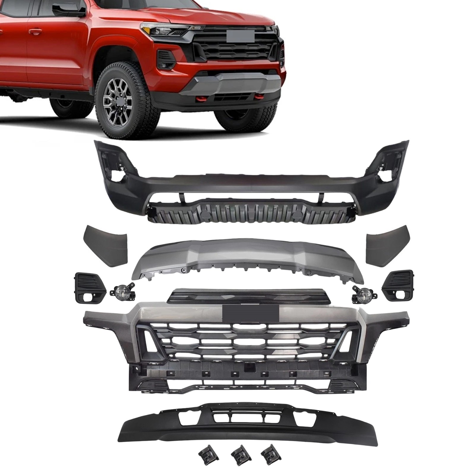For 2023 24 25 Chevy Chevrolet Colorado Front Bumper Assembly Grille Fog Lights For 2023 24 25 Chevy Chevrolet Colorado Front Bumper Assembly Grille Fog Lights