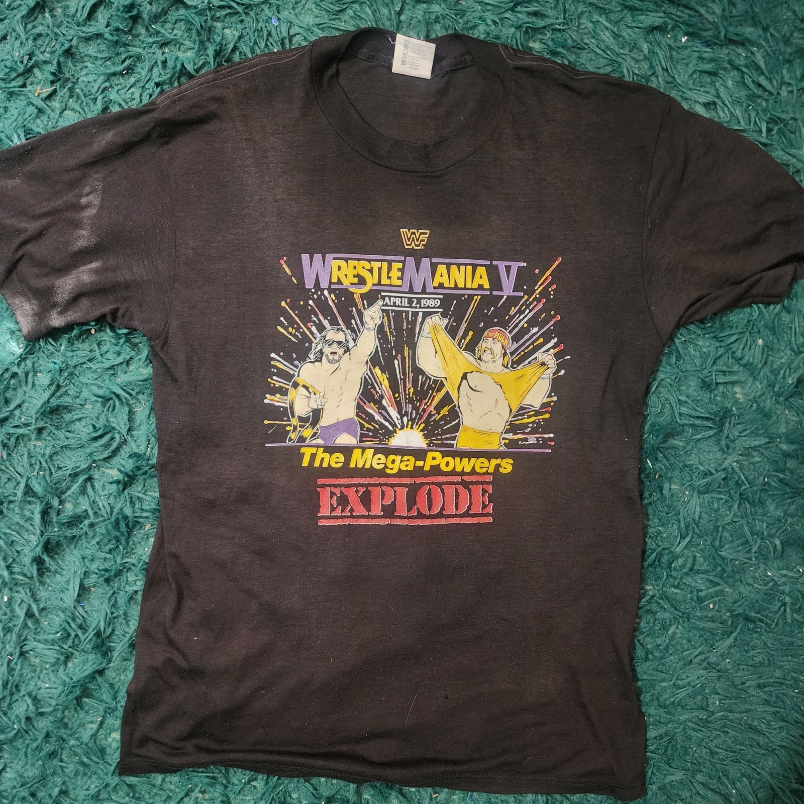 Vintage WrestleMania V Tee 1989 WWF Mega Powers Thin Single Stitch USA