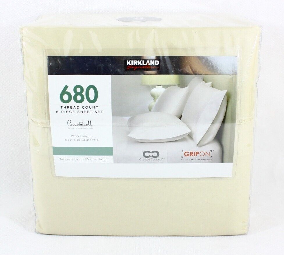 KING SIZE Kirkland Signature 680 Thread Count Sheet Set 6 Pcs New 