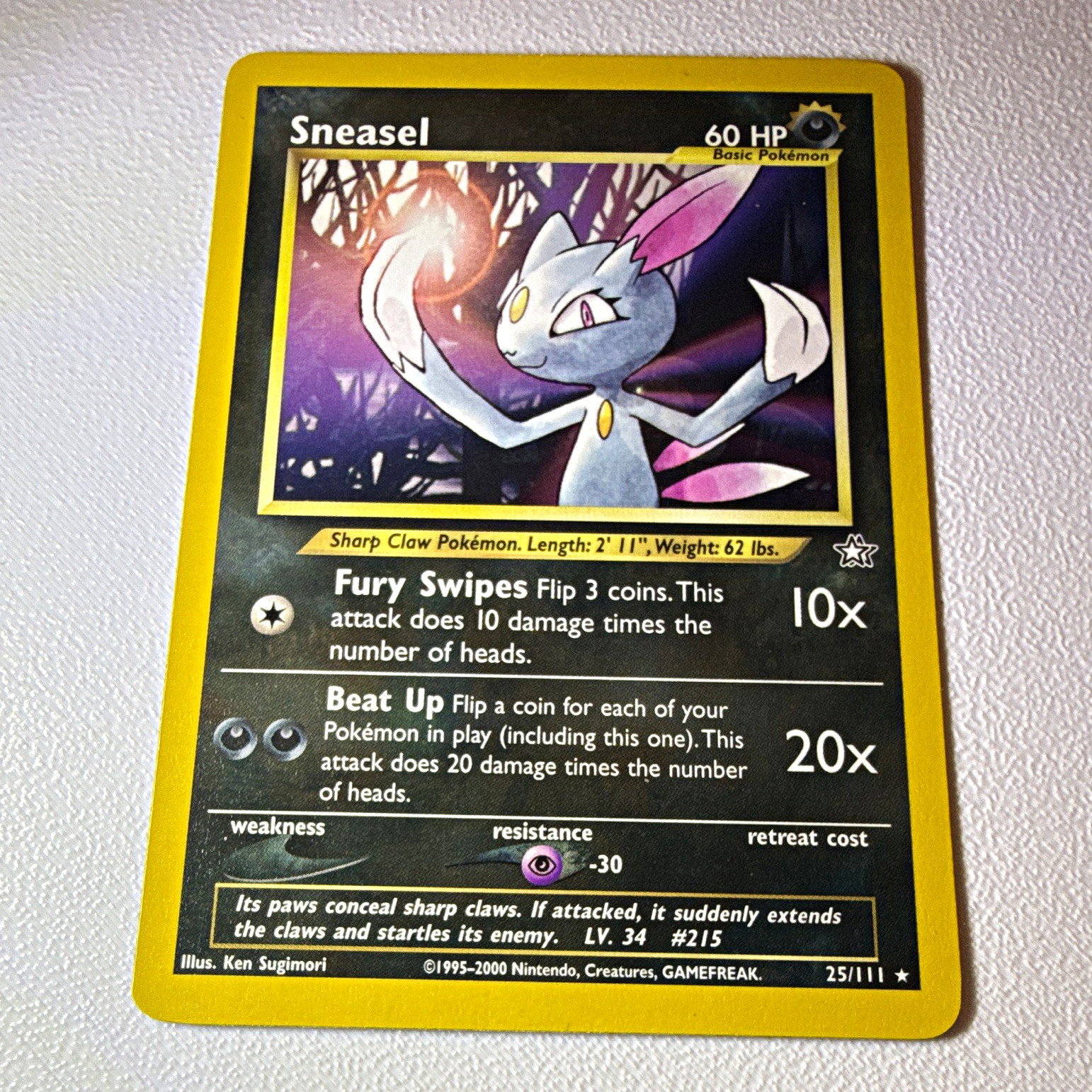 Wizards of the Coast Pokemon TCG Sneasel 25/111 Neo Genesis Unlimited Rare 60 HP